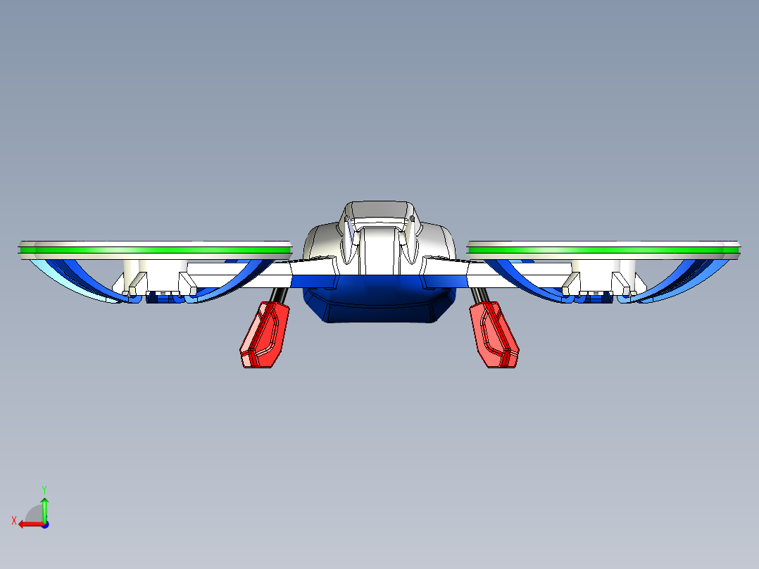 X-Black四轴无人机三维建模图纸后视图