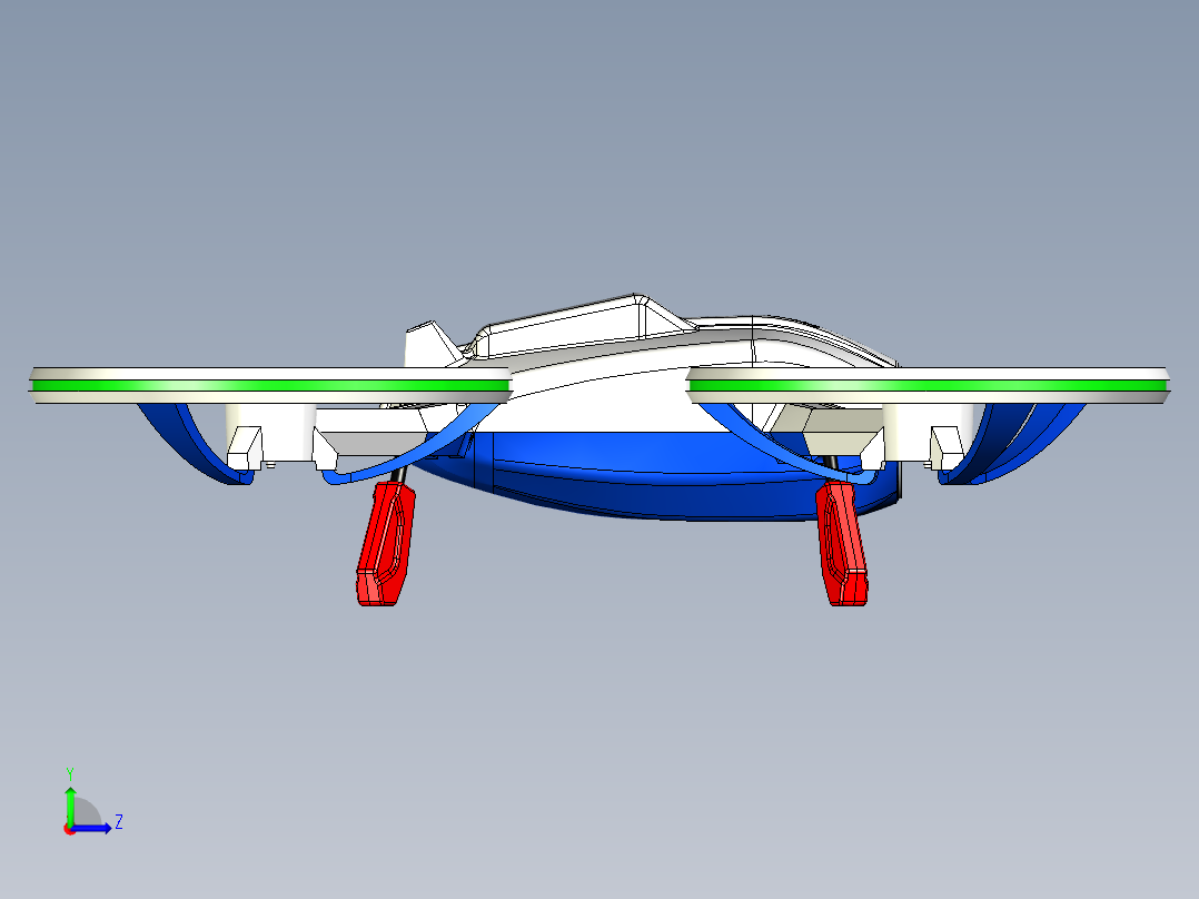 X-Black四轴无人机三维建模图纸左视图