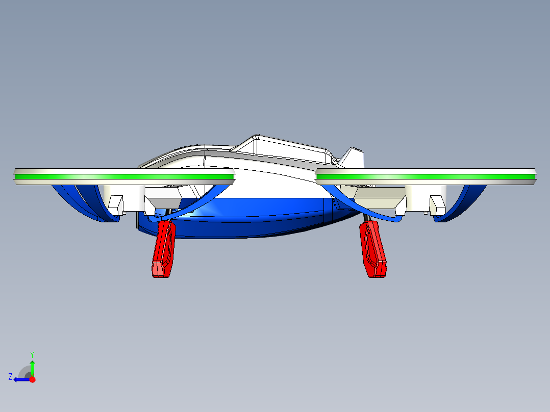 X-Black四轴无人机三维建模图纸右视图