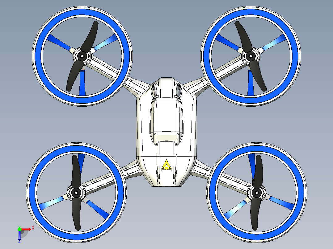 X-Black四轴无人机三维建模图纸俯视图