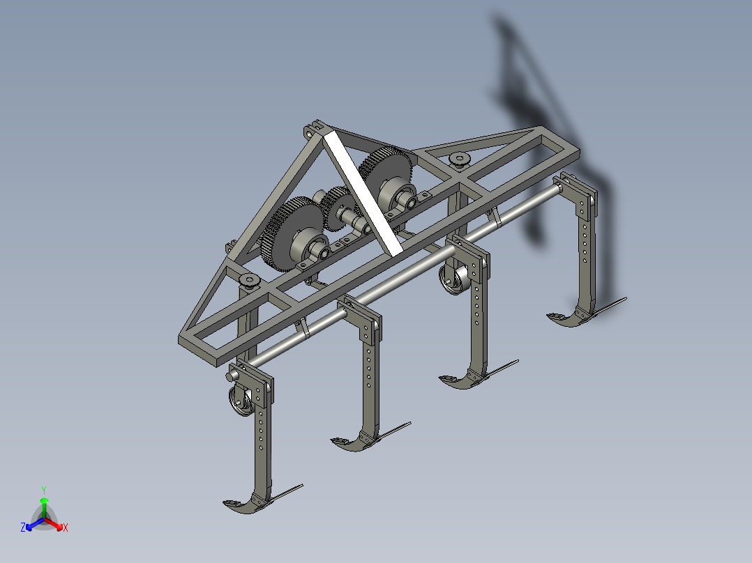 土壤深翻犁拖拉机后置主视图