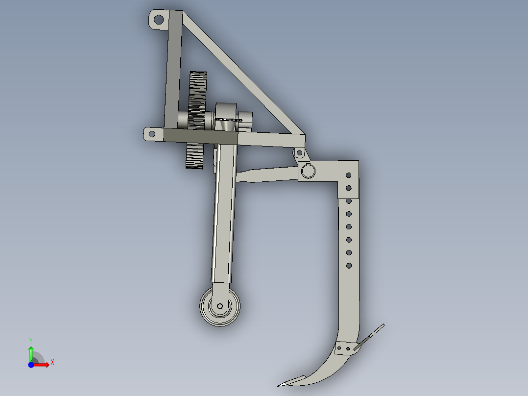 土壤深翻犁拖拉机后置前视图