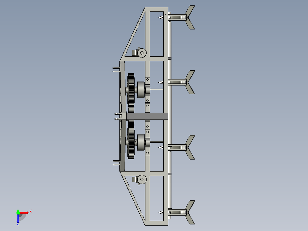 土壤深翻犁拖拉机后置俯视图