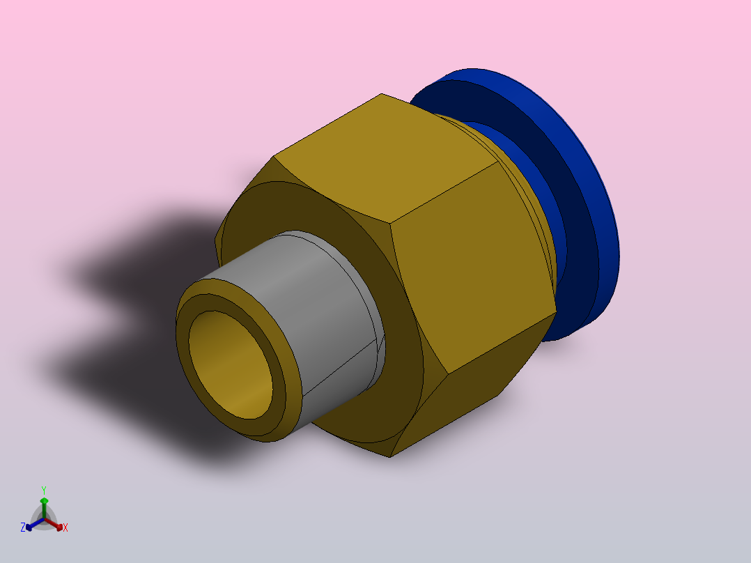 气动快速接头φ12～1-4快插式接头正等轴测图