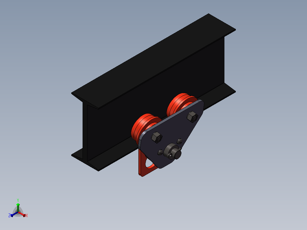 工字钢提升锁钩正等轴测图