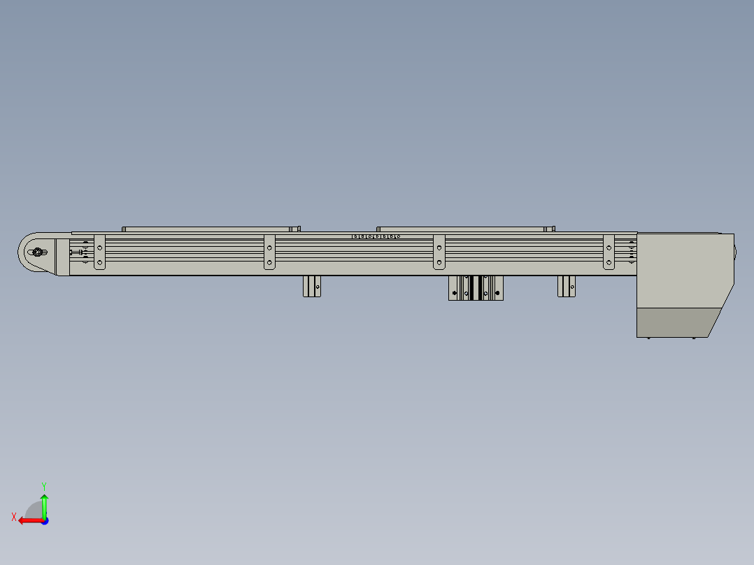 自流式传送带3D模型后视图