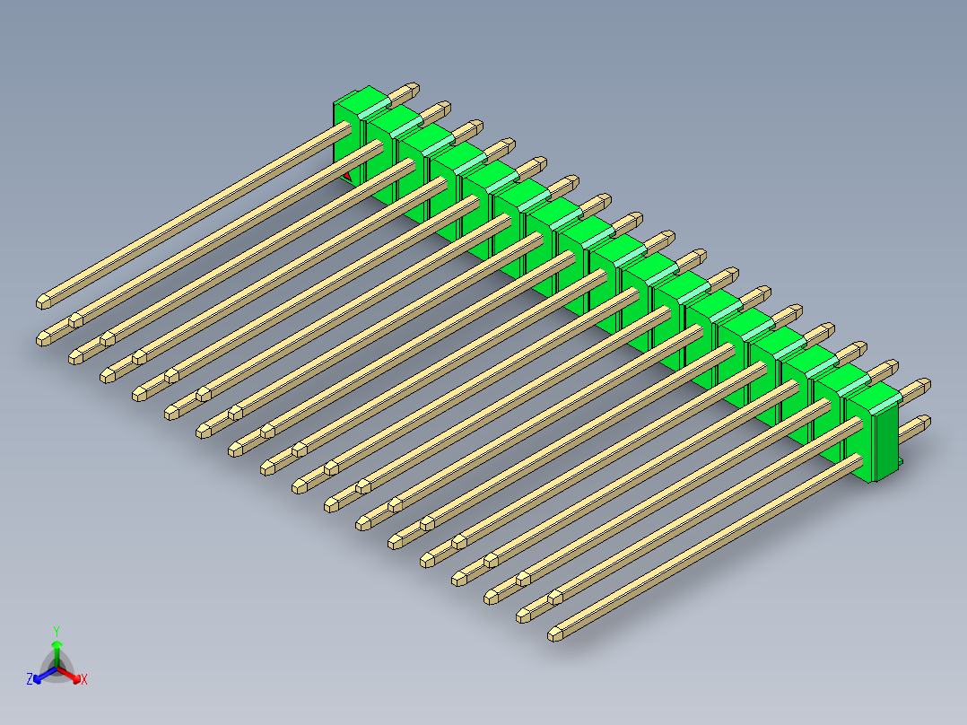 彩色公头100mil（2.54mm）系列-DS1021_green_2x17p_100mil_Type43_rev1.0主视图