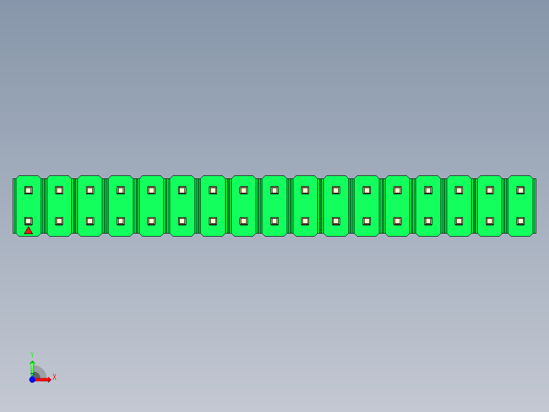 彩色公头100mil（2.54mm）系列-DS1021_green_2x17p_100mil_Type43_rev1.0前视图