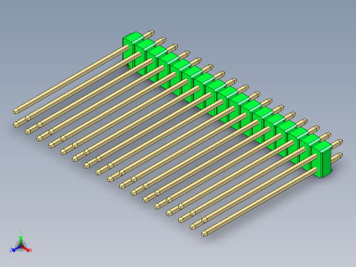 彩色公头100mil（2.54mm）系列-DS1021_green_2x17p_100mil_Type43_rev1.0正等轴测缩略图