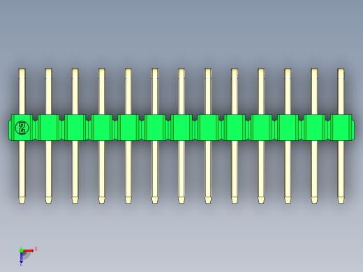 彩色公排针 100mil 2.54mm 系列-DS1022_green_2x13p_100mil_TypeD_rev1.0俯视缩略图
