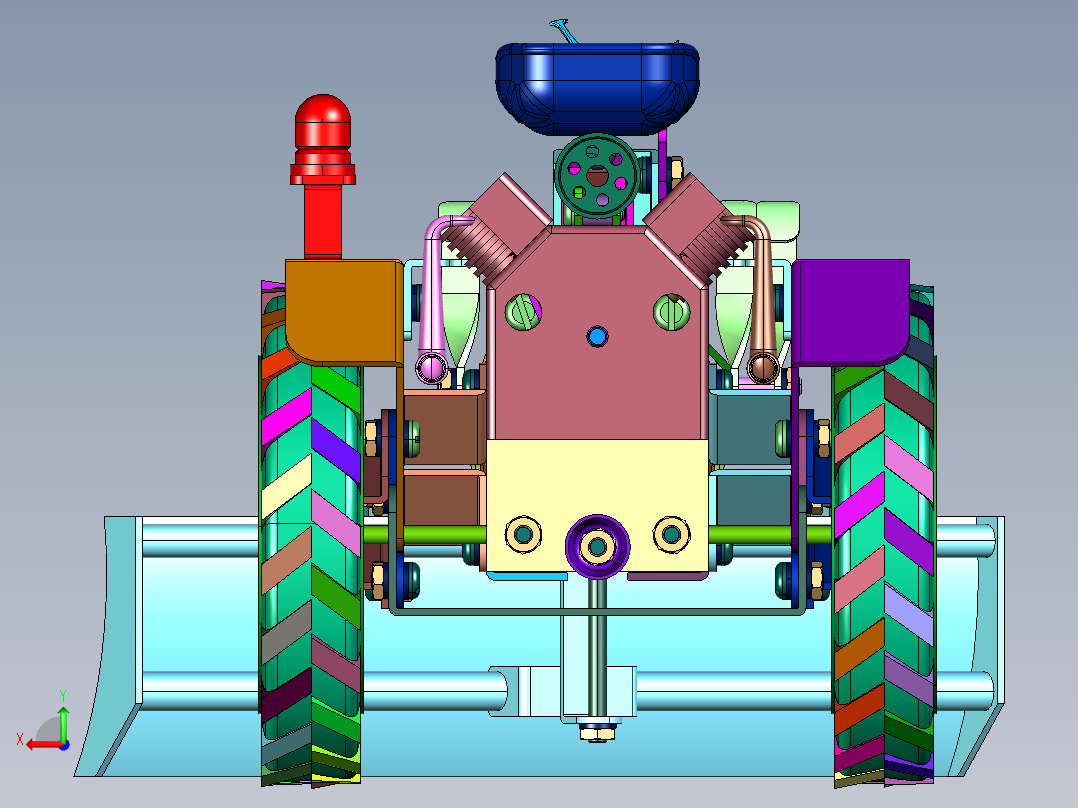 大型农田专用下挂式拖拉机推土机后视图