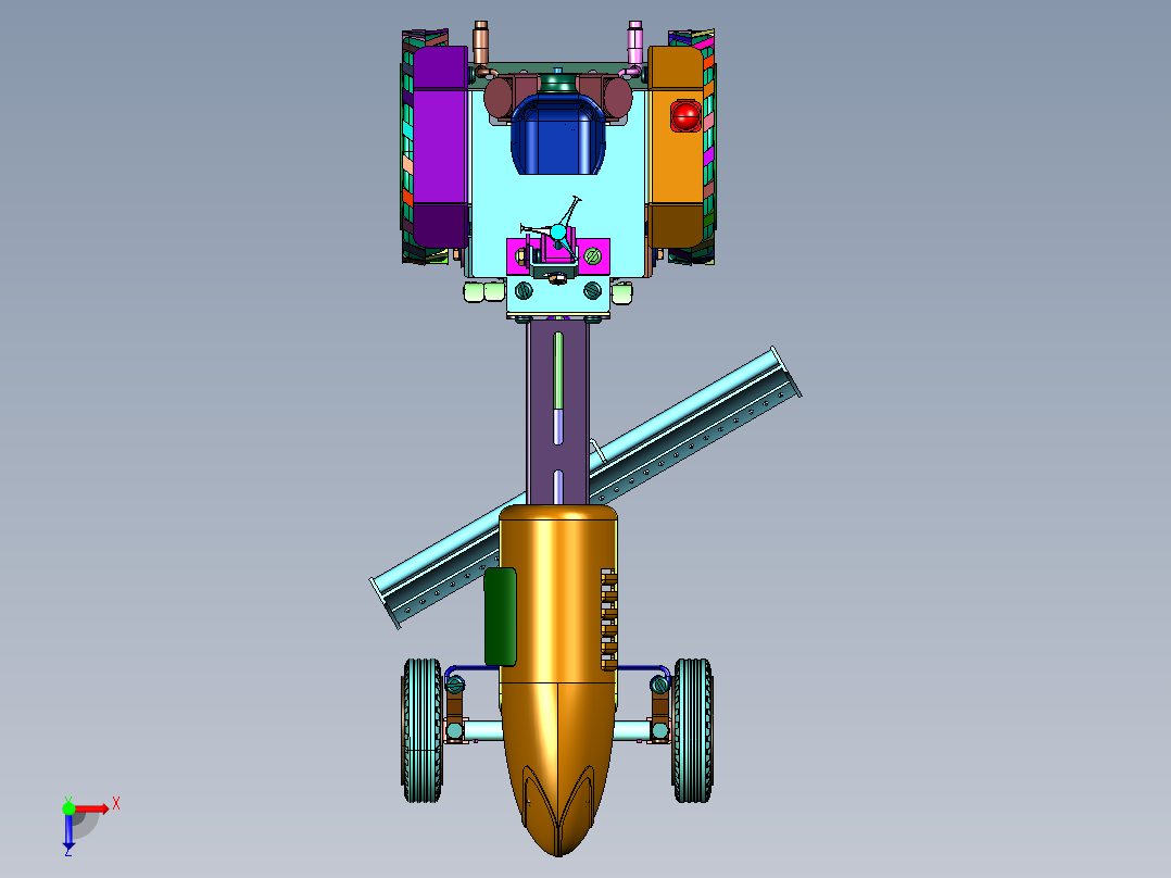大型农田专用下挂式拖拉机推土机俯视图