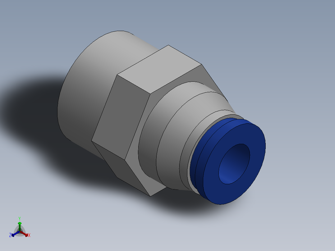 Ø6 x 3-8G - CONEXÃO RETA (C02250638)正等轴测图
