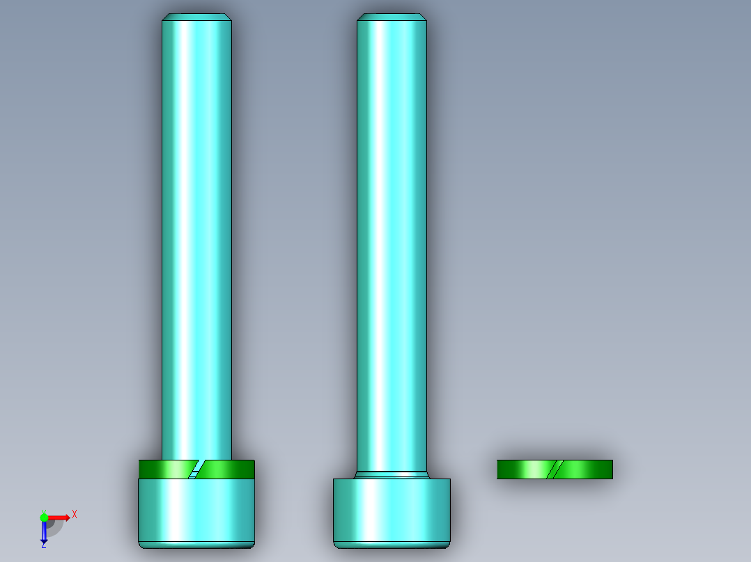 六角凹头螺钉M6x40mm毫米和弹簧垫圈M6俯视图