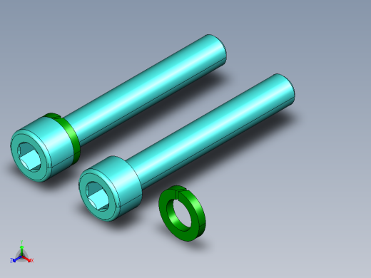 六角凹头螺钉M6x40mm毫米和弹簧垫圈M6正等轴测缩略图