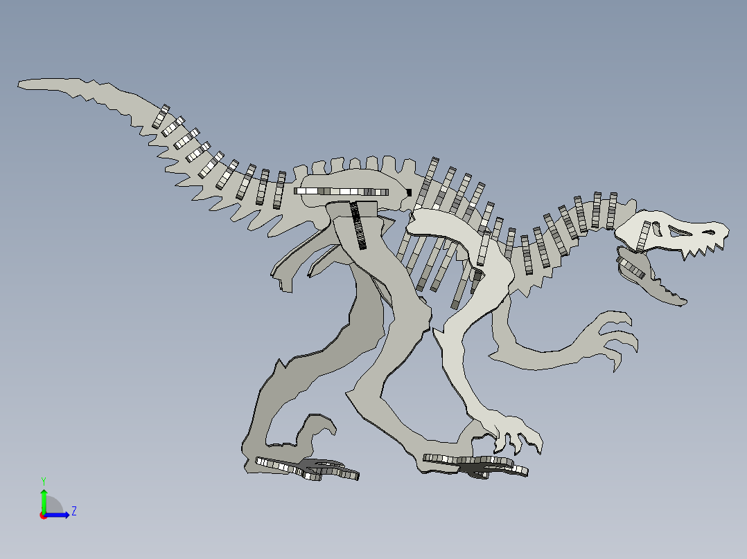 激光下料拼图恐龙STEP _ IGES左视图