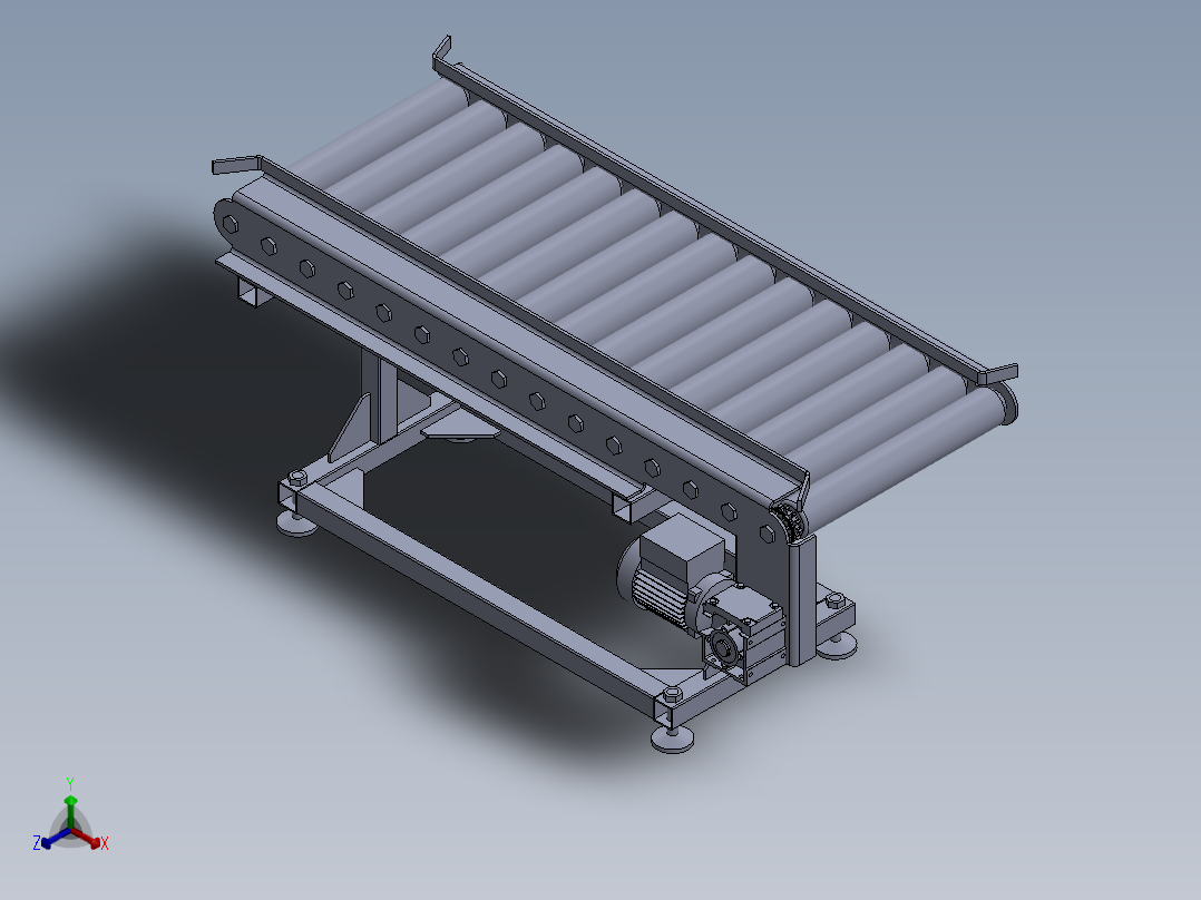 滚筒输送链传动roller-conveyor-d60-chain-stp正等轴测图