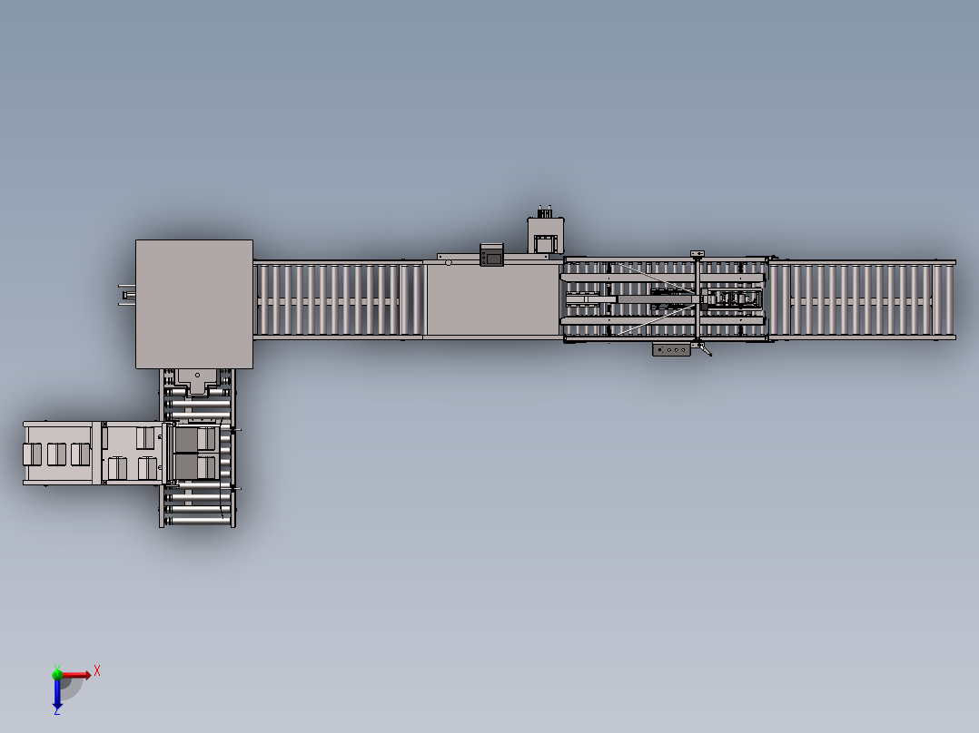 装箱流水线设备（货物打包包装）俯视图