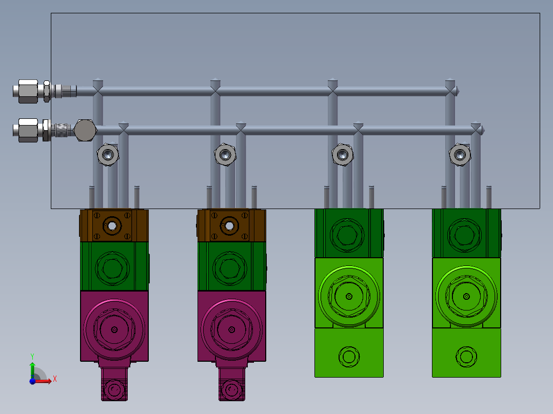 阀块装配前视图