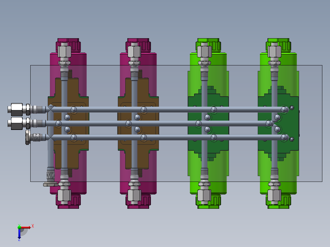 阀块装配俯视图