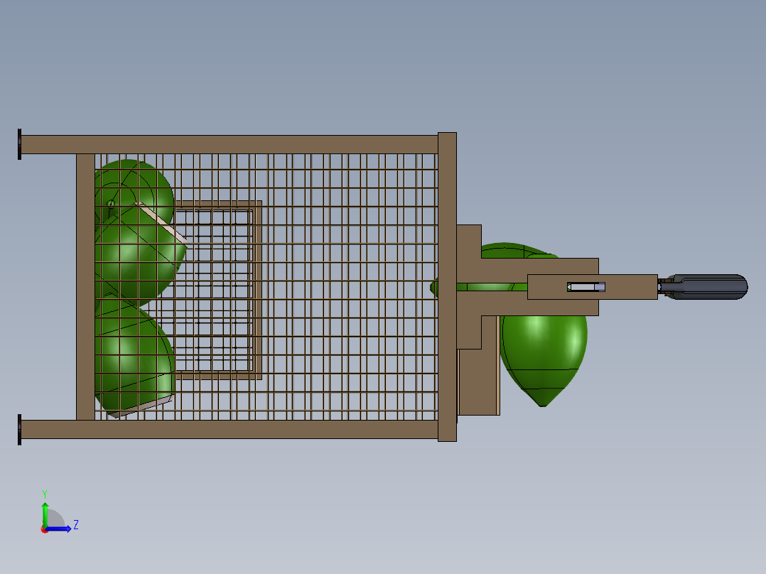 椰子切碎机左视图