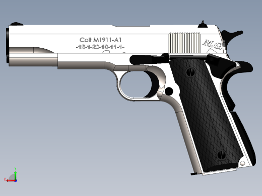 手枪左轮冲锋枪老式狙击步枪设计3D图纸M1911-A1 REDUX PISTOL SolidWorks后视缩略图