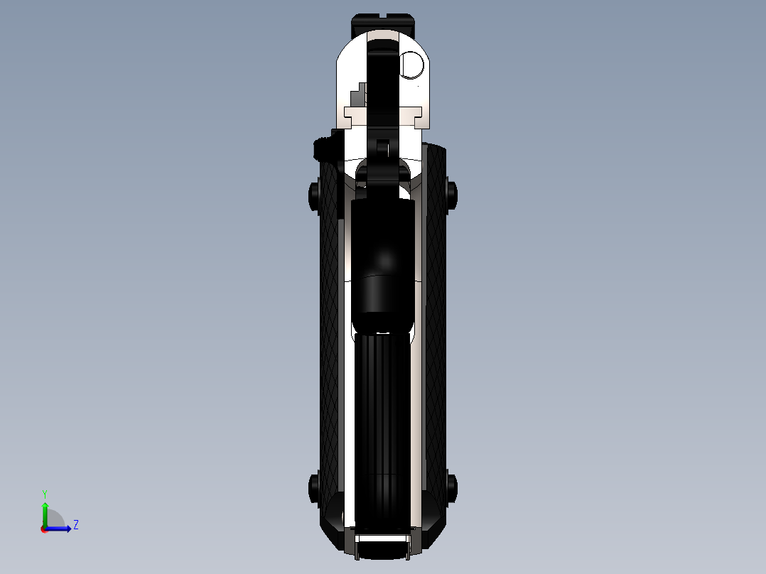 手枪左轮冲锋枪老式狙击步枪设计3D图纸M1911-A1 REDUX PISTOL SolidWorks左视图