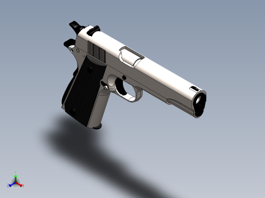 手枪左轮冲锋枪老式狙击步枪设计3D图纸M1911-A1 REDUX PISTOL SolidWorks正等轴测缩略图