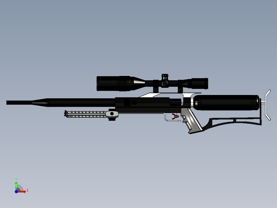 手枪左轮冲锋枪老式狙击步枪设计3D图纸custom-airforce-condor-airgun SW STP IGS STL前视图