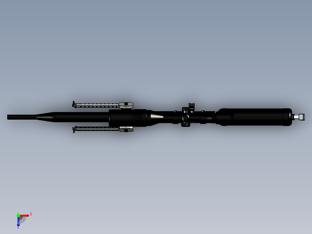 手枪左轮冲锋枪老式狙击步枪设计3D图纸custom-airforce-condor-airgun SW STP IGS STL俯视图
