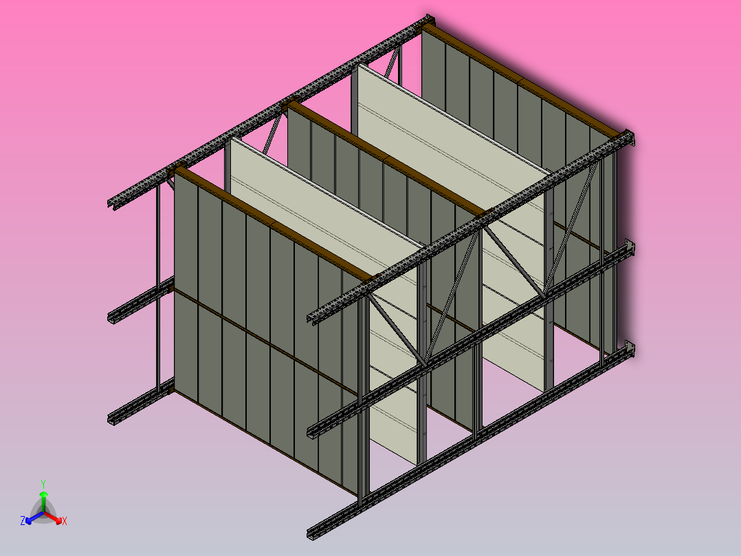 三立柱货架主视图