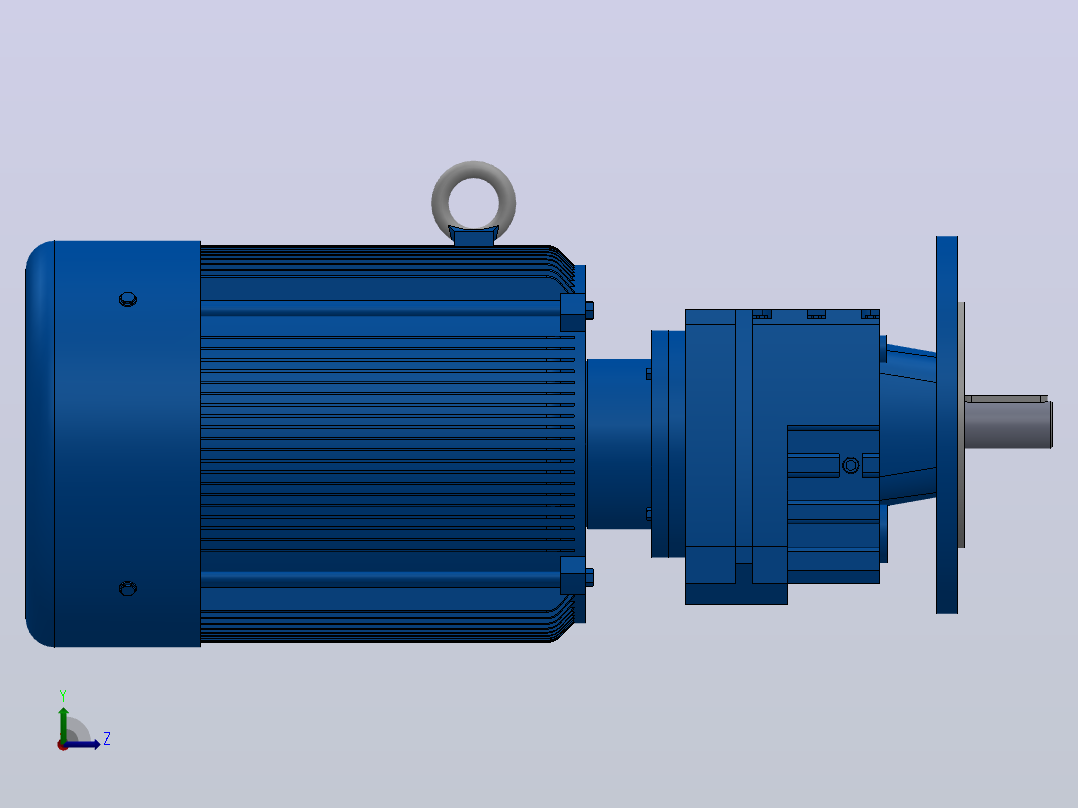 RF37法兰轴伸式安装斜齿轮减速机RF37-Y3-4P-100-M1-0°-Φ200左视图