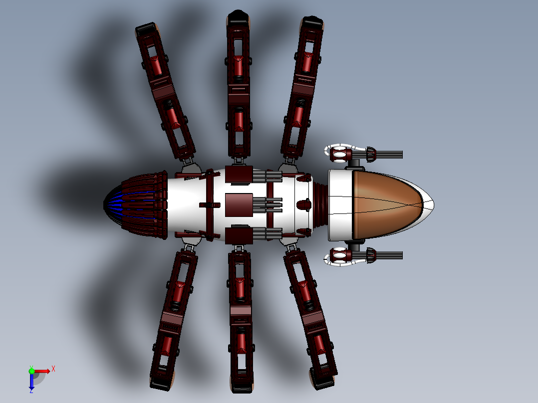 ZDH-JIXS-005 蜘蛛机器人 3D模型俯视图
