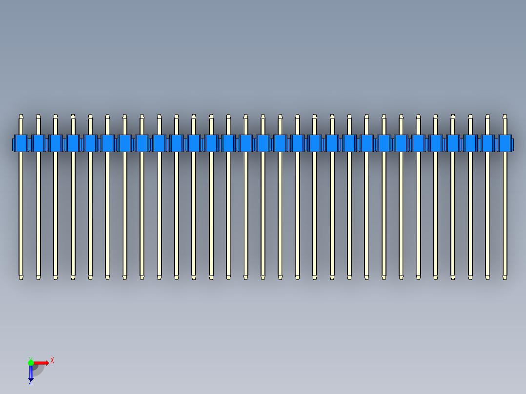 彩色公头100mil（2.54mm）系列-DS1021_blue_1x29p_100mil_Type19_rev1.0俯视图