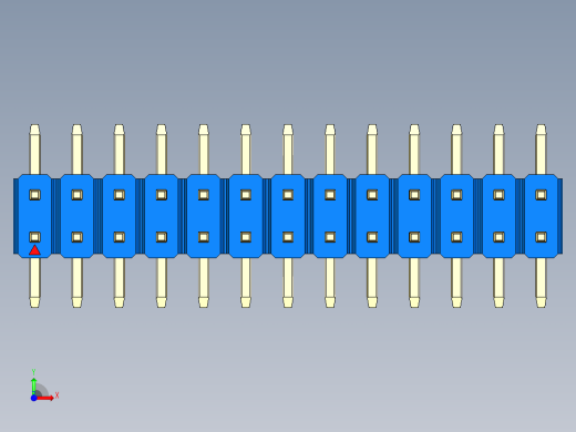 彩色公排针 100mil 2.54mm 系列-DS1022_blue_26p_100mil_TypeSMT_rev1.0前视缩略图