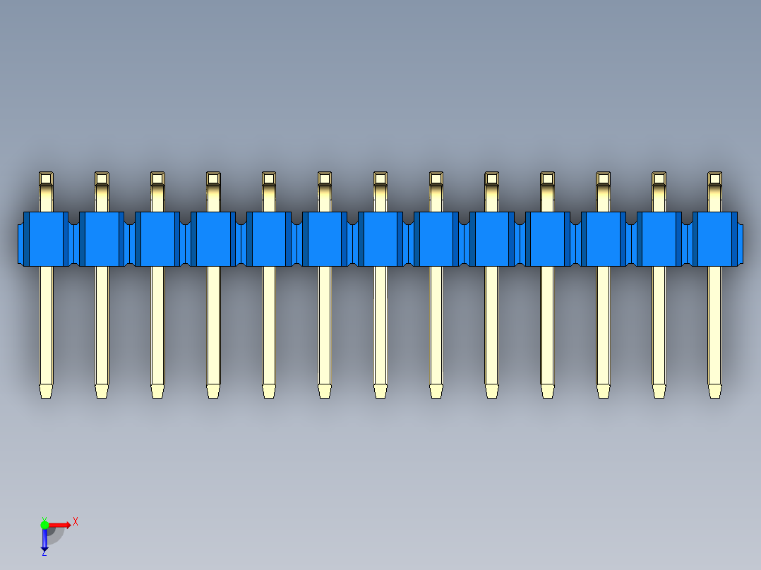 彩色公排针 100mil 2.54mm 系列-DS1022_blue_26p_100mil_TypeSMT_rev1.0俯视图