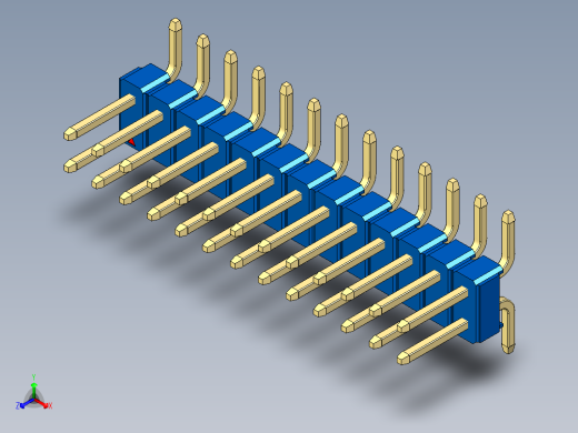 彩色公排针 100mil 2.54mm 系列-DS1022_blue_26p_100mil_TypeSMT_rev1.0正等轴测缩略图