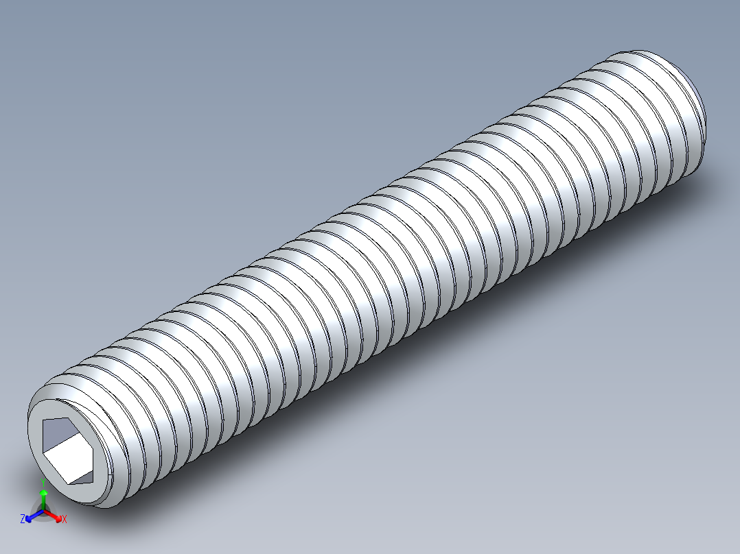 UNC 平头紧定螺钉-UNC SET SCREW 0.500 x3.000.STEP主视图