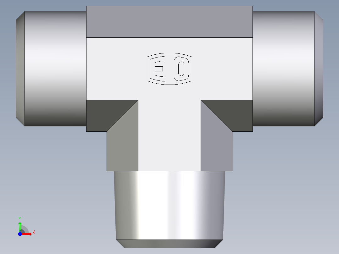 卡套式工业通用硬管接头EO_Male_stud_run_tee_TE12LRCFX前视图