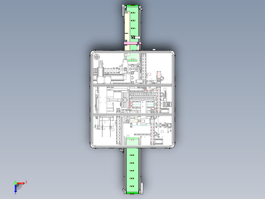 聚合物电池整形贴标机俯视图