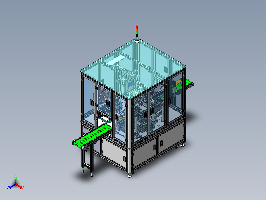 聚合物电池整形贴标机正等轴测图