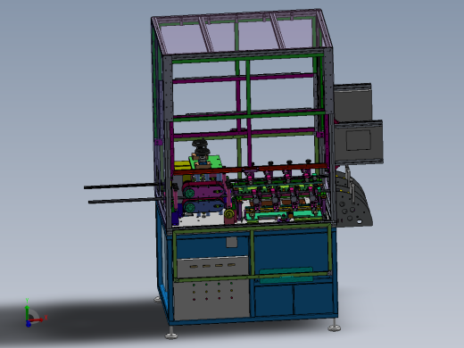 双牵引水平打孔机（sw18可编辑+bom+工程图）