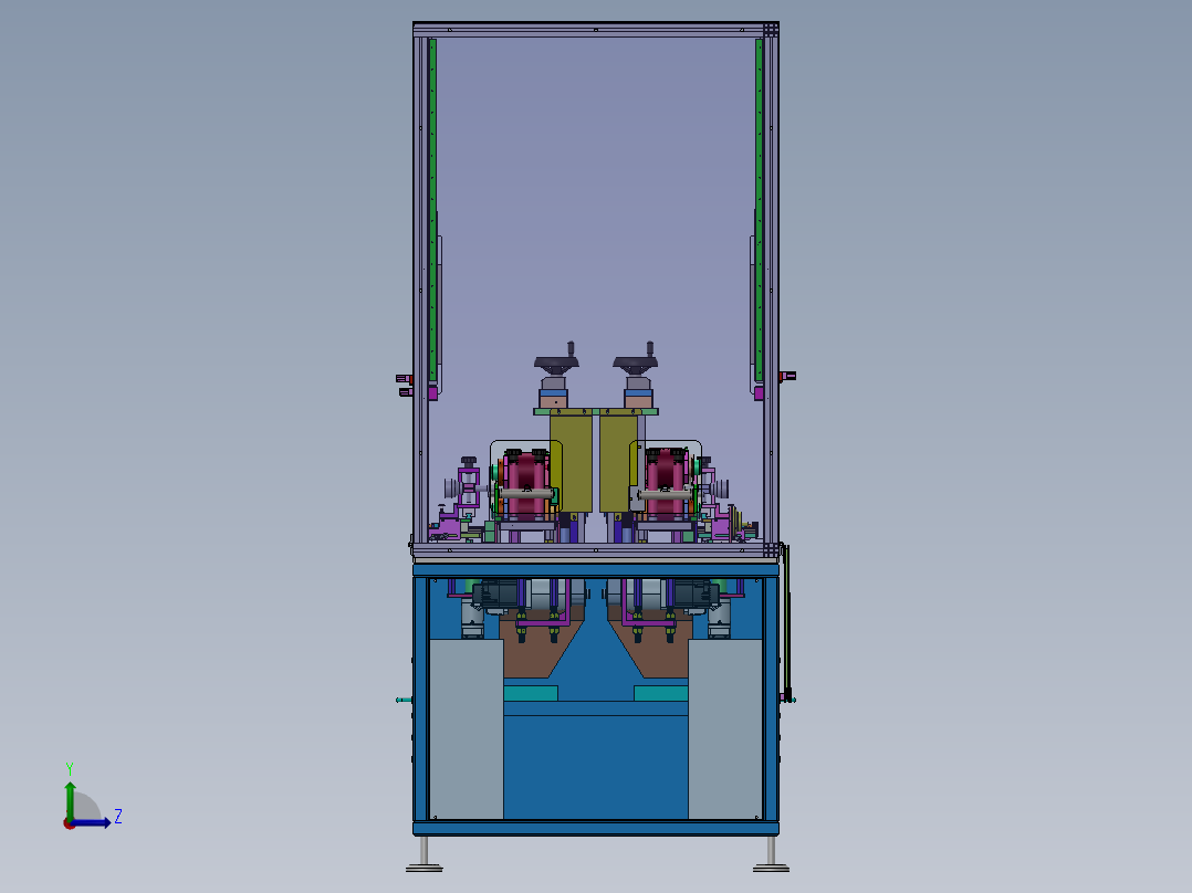 双牵引水平打孔机（sw18可编辑+bom+工程图）左视图