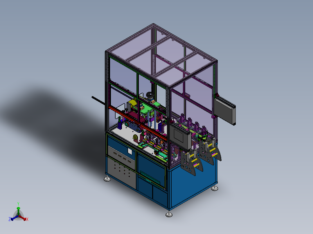 双牵引水平打孔机（sw18可编辑+bom+工程图）正等轴测图