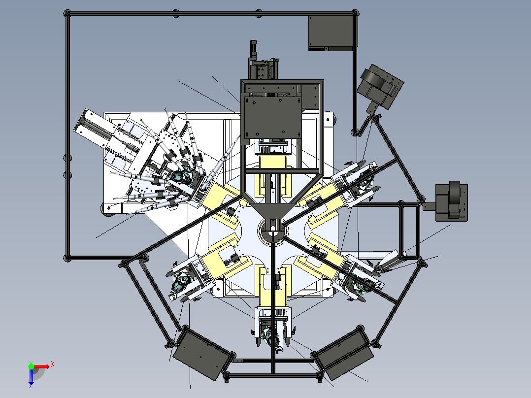 货车部件多工位全自动测试机俯视图