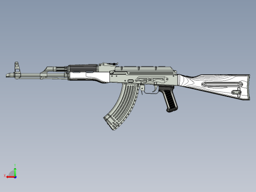 手枪左轮冲锋枪老式狙击步枪设计3D图纸AKM Assembled Rifle STP IGS后视缩略图