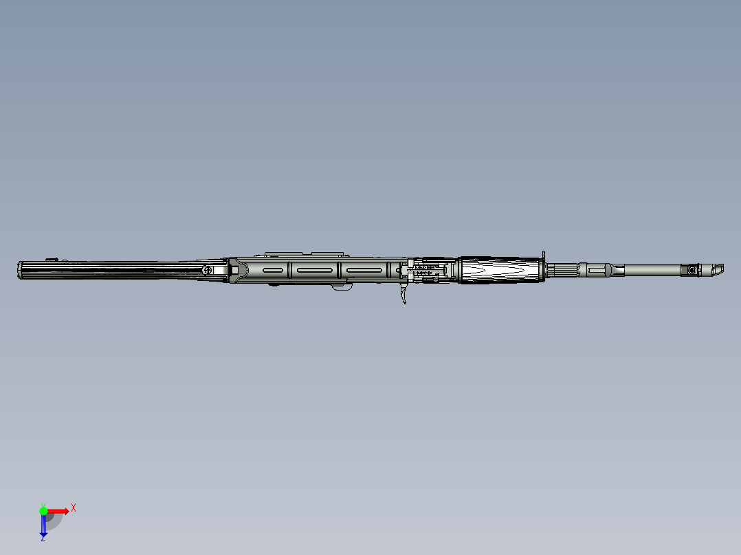 手枪左轮冲锋枪老式狙击步枪设计3D图纸AKM Assembled Rifle STP IGS俯视图
