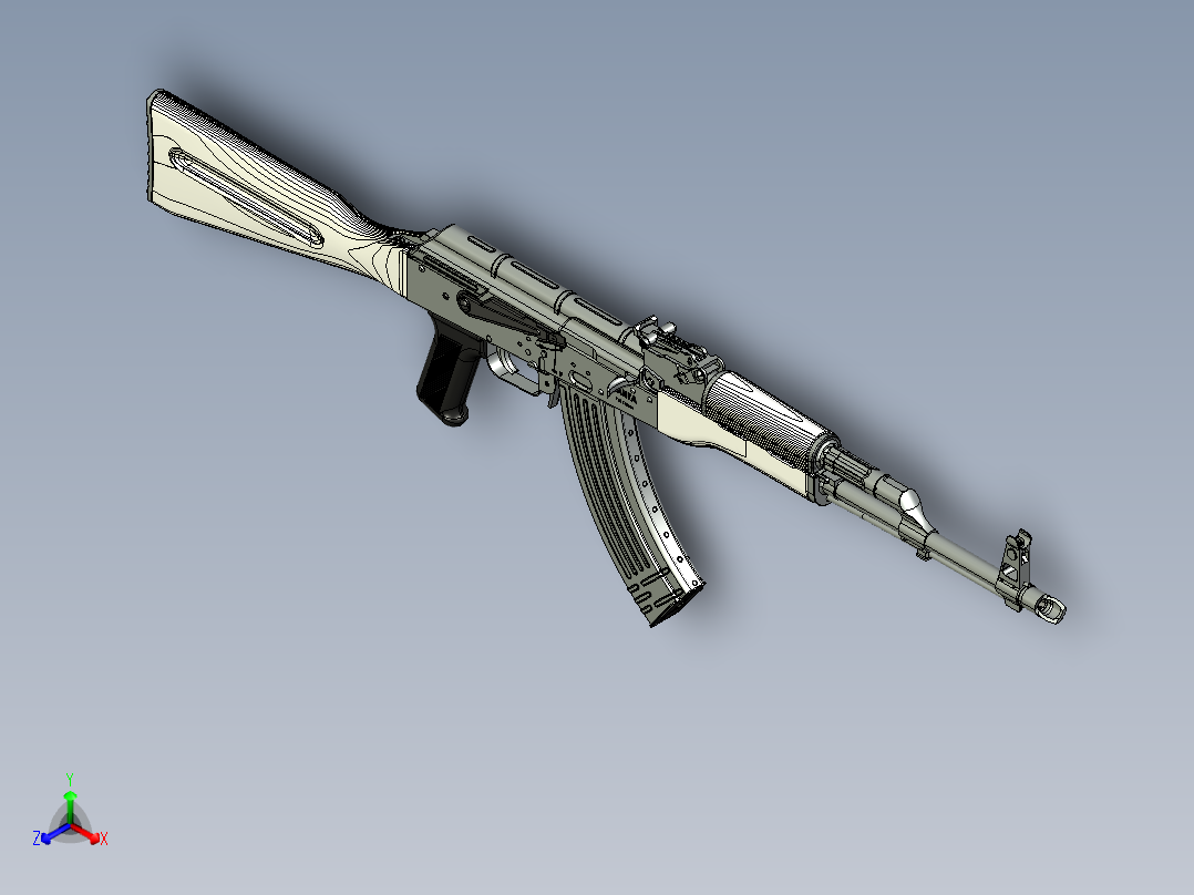手枪左轮冲锋枪老式狙击步枪设计3D图纸AKM Assembled Rifle STP IGS正等轴测图