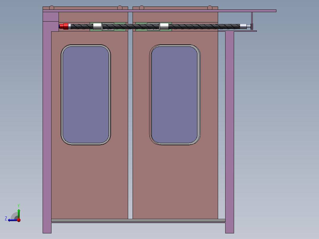 高铁电控移动门设计三维Step+CAD+说明书右视图