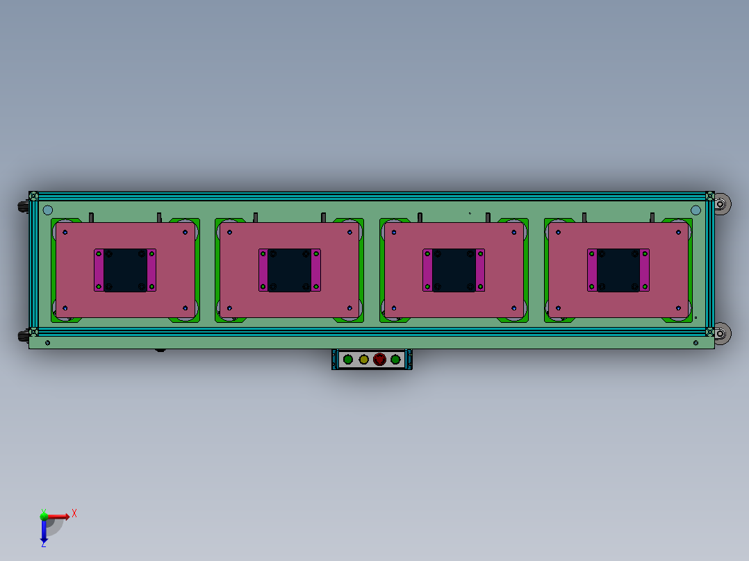 四工位新能源汽车水泵支架压装俯视图